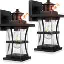 2 Packs Motion Sensor Outdoor Wall Lights - Upgrade Dusk to Dawn Porch Lighting, LED Exterior Lantern Fixture Wall Sconce, Waterproof Outside Light For House, Black Anti-Rust Lamp For Garage Doorway