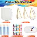 148 Pack Canvas and Easel Set for Party 8 x 10 In Canvas Boards for Painting with 12.2" Easels Brushes Paint Trays & Acrylic Paints Canvas Painting Kit for Kids Adults Teenagers Classroom Party Favors