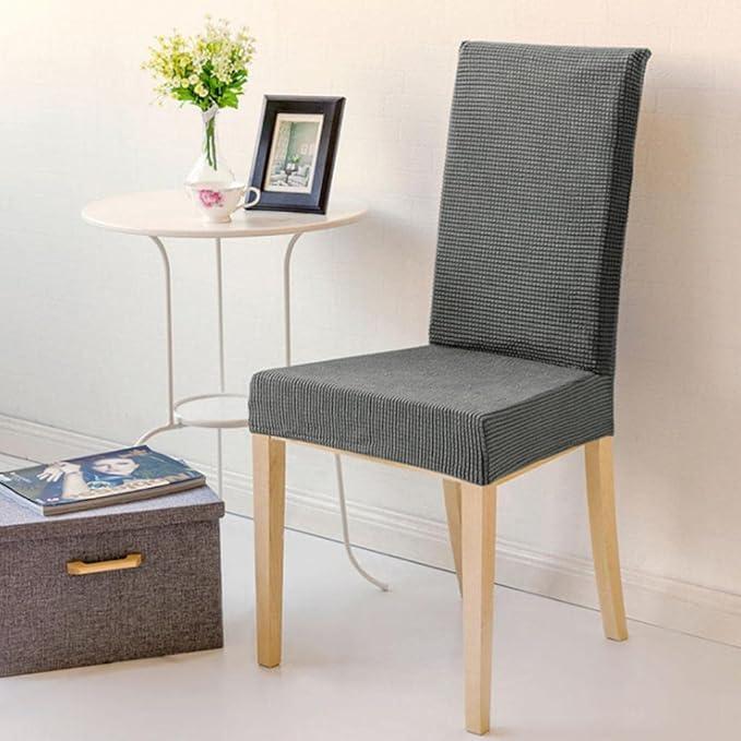 Chair Covers, Stretch Kitchen Dining Room Chair Covers Set of 6, Removable Washable Dining Chair Slipcovers for Home, Hotel, Banquet (.Grey)