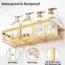 Liuoud 5 Pack Shower Caddy Organizer Rack Shelf for Inside Shower, Self Adhesive Wall Storage Basket Rustproof Stainless Steel Shampoo Holder Bathroom Accessory Decor Set, Gold