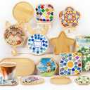 BOZAMBA 12 pcs Wooden Mosaic Bases, Assorted Shapes DIY Blank Base Trays Drinking Cup Coaster Wood Surface for Handmade Glass Tile Crafts & Mosaic Art Supplies