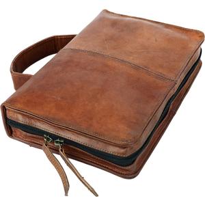 Leather Bible Cover Book Cover Planner Cover with Handle and Back Pocket (Large)