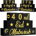 Chunful 5 Pcs Ramadan Calendar Block Set - Ramadan Advent Countdown Eid Calendar Countdown Blocks Wood Sign Mubarak Wooden Tabletop Ornament for Home Table Decor Islamic Months(Black and Gold)