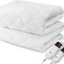 Heated Mattress Pad Queen Size, Electric Mattress Pad Cover w/Dual Control 8 Heating Settings, Bed Warmer w/ 4 Auto Shut Off Settings, UL Certified, Deep Pocket, Machine Washable, White