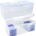 IOKUKI Toploader & Standard Card Storage Box with Handle - Holds 200 Toploader Cards or 750 Regular Cards | Durable Plastic Organizer Case for TCG/CCG, MTG, Collectible Trading Cards - 2 PCS