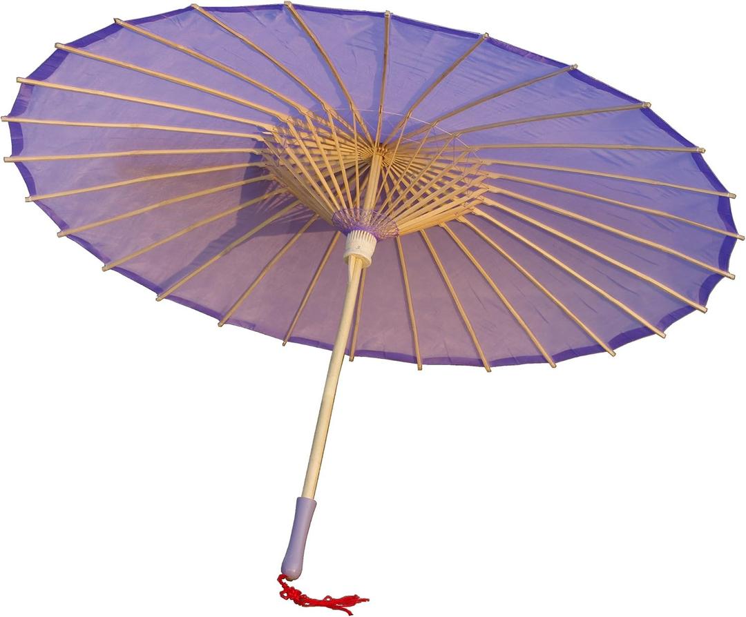 Plain Bamboo Cloth Parasol Umbrella Great for Wedding Party Favor (Light Purple), One Size