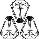 Metal Pendant Lamp Shade Cover, 8 Inch Black Hanging Light Bulb Cage Covers Guard, Industrial Iron Replacement Light Shade, Vintage Light Fixture Covers Decorative Shade Only, 3 Pack,E26