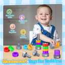 2-in-1 Montessori Counting & Stacking Toys for Toddlers Ages 1-5 Autism Sensory Toys for Kids Preschool Educational Spinning Learning Games Birthday Xmas Gifts for Boys Girls 1-5 Year Old