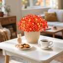 Fake Fall Flowers Artificial for Decoration, 12 Bundles Faux Plants Silk Orange Flowers Morning Glory Petunias Realistic UV Resistant for Outdoors Planter Porch Patio Window Box, Sunset