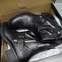 Vepose Women's Combat Ankle Boots Lace up Comfortable Short Booties Low Heel (10, Black)