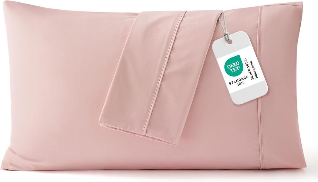 Bedsure Queen Pillow Cases Set of 2 - Blush Pink Brushed Microfiber Pillowcase 2 Pack, Super Soft and Cozy Pillow Case Covers with Envelope Closure for Kids, Wrinkle, Fade Resistant, 20x30 Inches