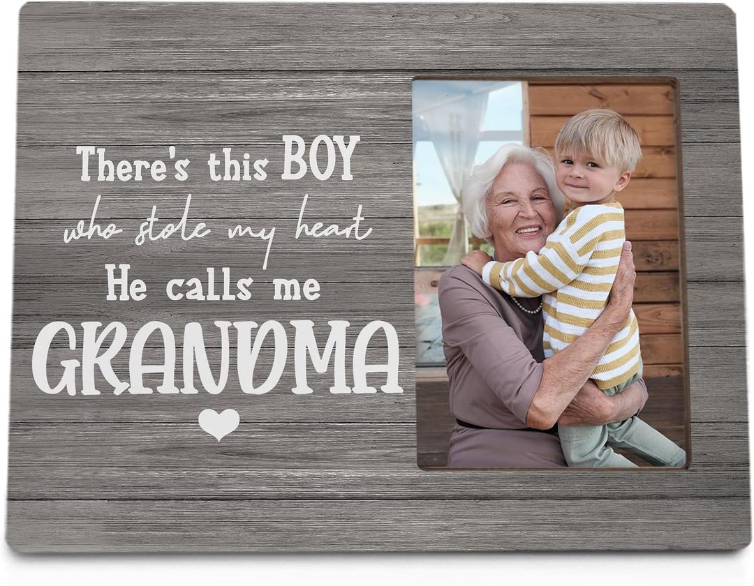 Grandma Picture Frames, Grandson Gifts from Grandma 8x10 Photo Frame,Mothers Day Gifts for Grandma from Grandson,This Boy Who Stole My Heart He Calls Me Grandma Picture Frame for Tabletop Wall