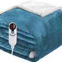 Electric Heated Blanket Twin Size 62"x84", Soft Flannel with Overheat Protection, 9 Adjustable Heat Settings & 10-Hour Auto-Off Timer, Fast Heating for Winter Comfort, for Living Room & Sofa, Blue