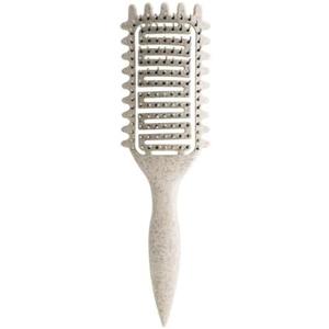Curl Defining Brush for Curly Hair, Vented Detangling Hair Brush for Wet and Dry Styling, Curved Brush for Shaping and Smoothing Curl Clumps, Lightweight Hair Brush （Beige）