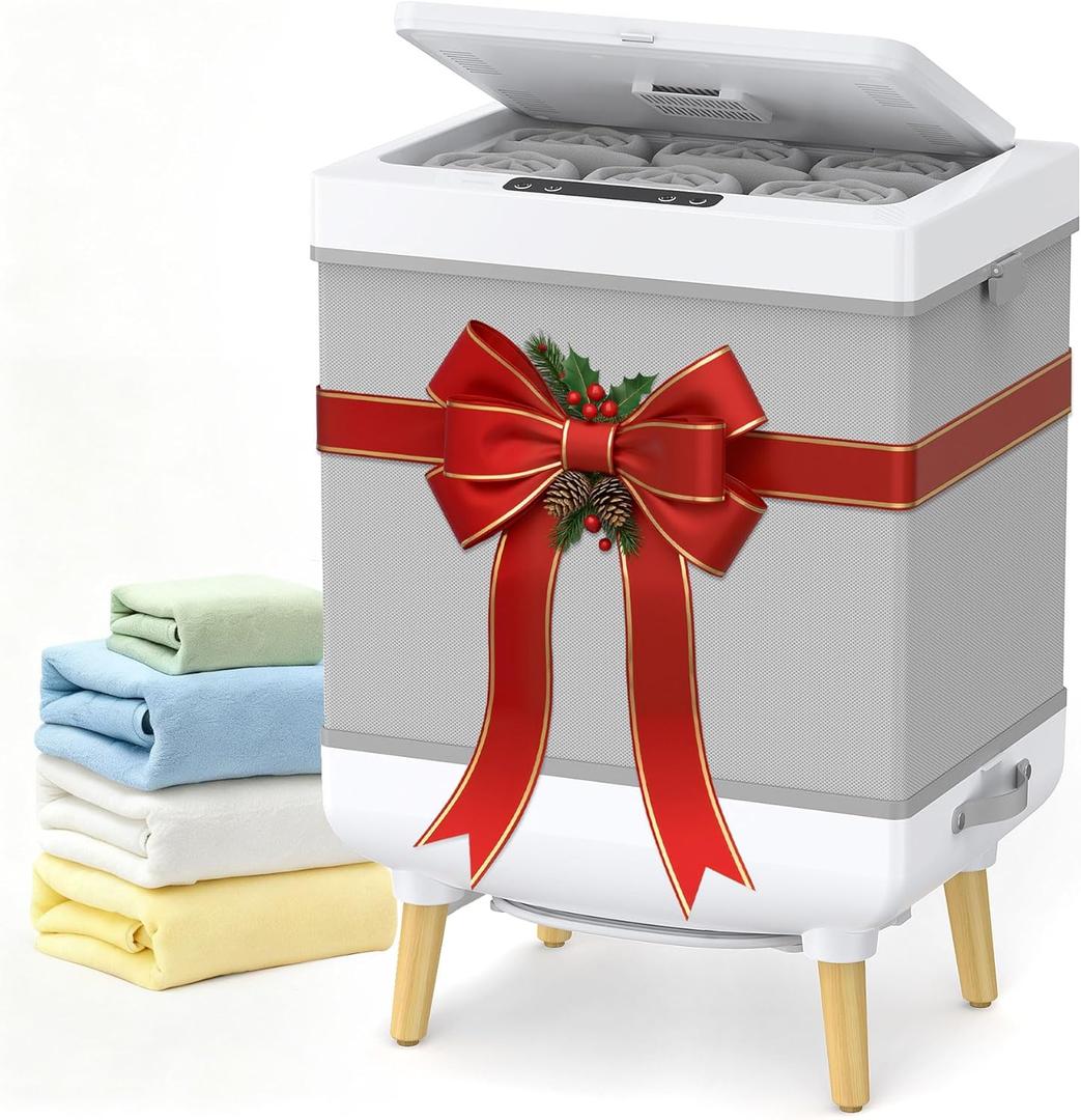 2025 Large Towel Warmer with 35L Capacity, Foldable Towel Warmer Bucket for Bathroom Fit Oversized Towels Bathrobes Blankets