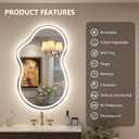 24x36 Inch Asymmetrical LED Bathroom Mirror, Irregular Cloud LED Lighted Vanity Mirror with Lights for Wall, Anti-Fog, Dimmable, 3 Colors, Memory (Horizontal/Vertical)