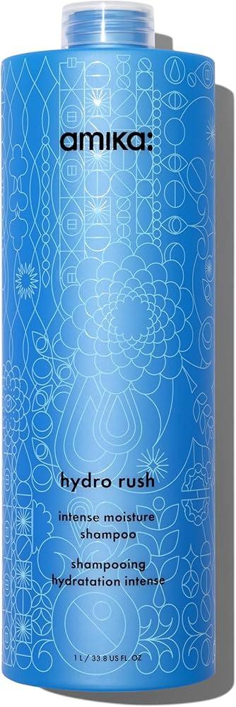 amika hydro rush intense moisture shampoo with hyaluronic acid, 275ml | for dry, textured, or coarse hair types 2a4c, longlasting hydration, colorsafe, keratin + chemically treated safe