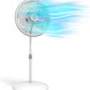 Lasko Oscillating Pedestal Fan, Adjustable Height, 3 Speeds, for Bedroom, Living Room, Home Office and College Dorm Room, 18", White, 1820, 2.3