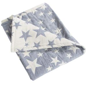 NTBAY 3 Layer Toddler Blanket, Muslin Cotton Jacquard Bed Blankets, Lightweight Thermal Baby Blanket, Super Soft and Warm Crib Blanket for All Seasons, Decoration Gift, 30"x40", Blue (30x40 Inch (Pack of 1))