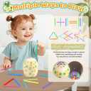 Montessori Dinosaur Toddler Toys Wooden Puzzles Gift for Ages 1 2 3 4 Year Old Kid Boys Girls Animal Dino Egg Toys, Wooden Blocks Stacking Sorting Toddler Fat Brain Easter Gift Preschool Learning