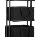 Homde Laundry Basket 3 Tier Bamboo Storage Shelf with Wheels Removable Storage Basket with Handle Freestanding Clothes Hamper Organizer for Bathroom Living Room Bedroom (Black), 16.54" x 13.4" x 47.64"