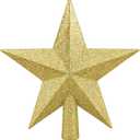 Christmas Tree Topper 10 Inch,Glitter Christmas Ornaments Star Xmas Decoration on Tree for Holiday Ornament or Home Decor(Gold)