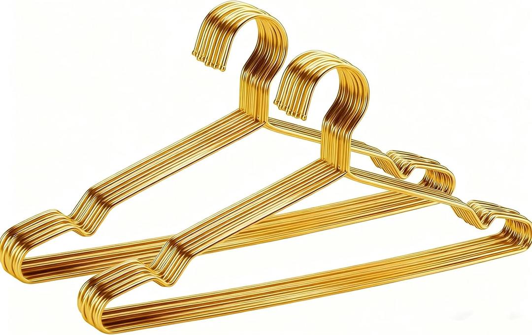 Hangers 20 Pack Gold Clothes Hangers for Closet Ultra Slim Metal Hangars Space Saving Coat Hanger, Heavy Duty Stainless Steel Suit Hanger for Adult Kids Golden Decor Home Essentials