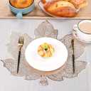 Fall Leaf Placemats Set of 8,Thanksgiving Placemats Harvest Maple Placemats 16X17inch for Party, Holiday and Wedding Table DecorChampagne Gold