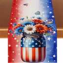 Red White and Blue Vases Flowers Table Runner 4th of July Memorial Day Veterans Day Independence Day Tablecloth Patriotic Decorations and Supplies for Home Kitchen Table-1372''