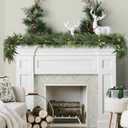 6ft Artificial Norfolk Pine Christmas Garland with Green Berries, Real Touch Winter Greenery Garland for Home, Fireplace, Table, Mantle, Porch, Indoor Outdoor Holiday Decor