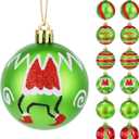 12 Pcs Christmas Decorations Indoor, 2.4" Christmas Ornaments for Tree Glittering Hanging Christmas Tree Decorations Red Green Christmas Ornaments Balls for Xmas Party Home Decor