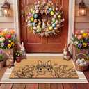 Tinideya 2 Pcs Easter Day Door Mat Welcome Outdoor Non Slip Coir Mats Flower and Bunny Floor Layering Doormats Seasonal for Front Porch Entryway Decor (Easter Bunny)