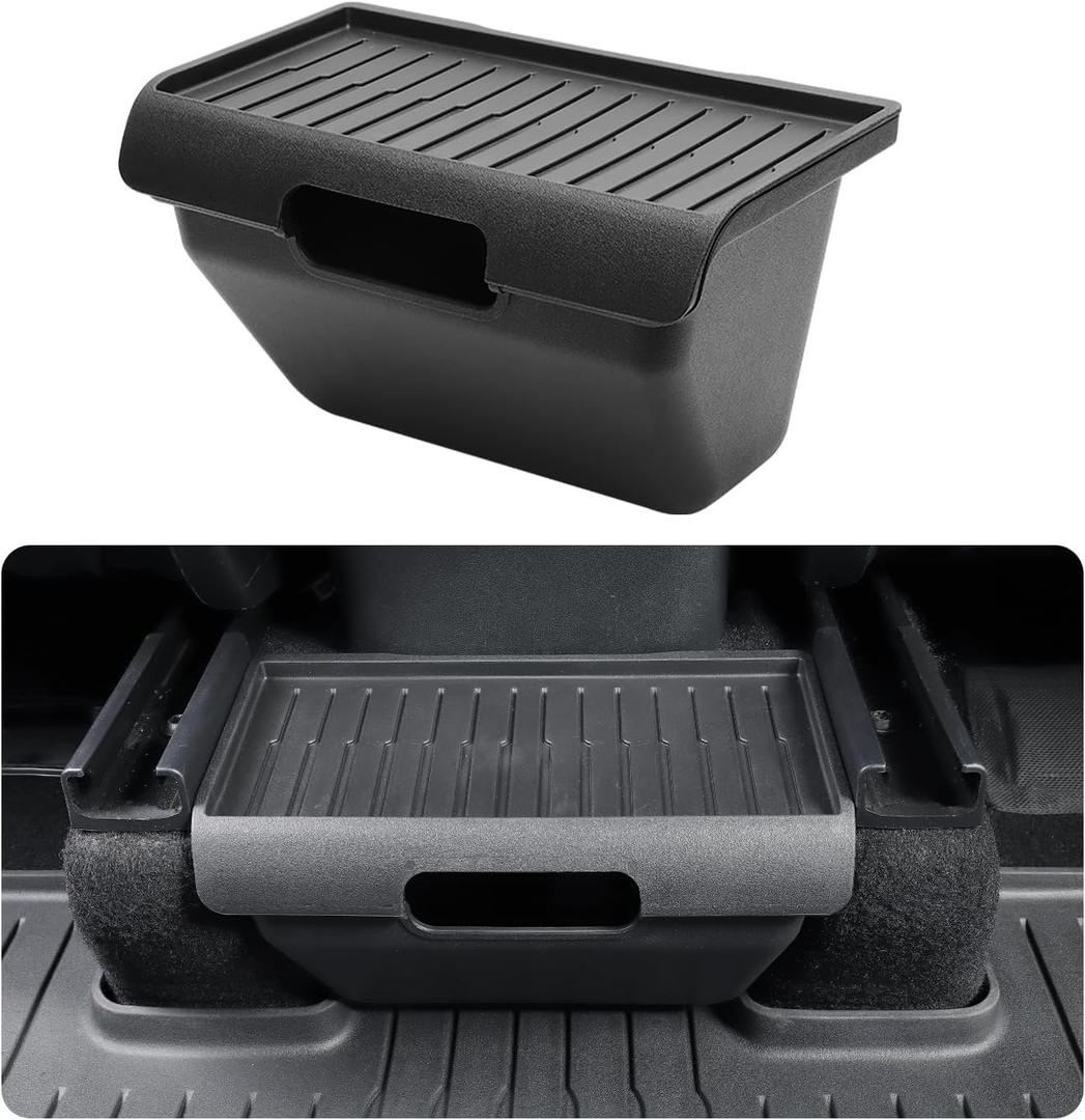 Rear Center Console Organizer for Tesla Model Y, TPE Backseat Storage Box with Anti-Slip Lid Cover Rear Middle Bin 2nd Row Seat Organizer for Model Y 2024 2023-2020 Accessories