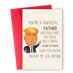Funny Birthday Card for Dad Grandpa, Humor Trump Dad Birthday Gifts from Son Daughter Kids, Sweet Father's Day Card Gift for Dad, Men Gifts Idea