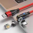 540 USB Type C 3-in-1 Magnetic Fast Charging Cable with Magnetically Interchangeable Tips for Micro USB, USB Type C, and iProducts (Black)