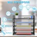 Legal/A4 5 Tier Paper Organizer,Paper Tray Holder for Desk,Letter Size File Holder/Sorter,File Folders Shelf Organizer for Office,School,Home,Solid Steel,Mesh,Sturdy,Leakproof,Large Capacity