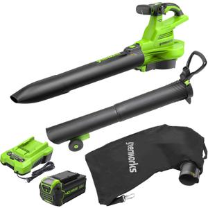 Greenworks 40V (230 MPH / 505 CFM) Cordless Brushless Leaf Blower/Vacuum with Bag, High Power, Lightweight & Quiet for Yard Debris Cleanup, Includes 5.0Ah Battery & Charger (Blower / Vac (230 MPH) 5.0Ah)