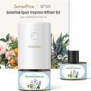 SenseFlow SF101 Waterless Ultrasonic Essential Oil Diffuser–100% Plant-Based, 120-Day Natural Air Freshener & Aromatherapy Diffuser for Home, Hotel, Studio–Covers up to 100㎡-Citrus Grove & Spiced Lotus