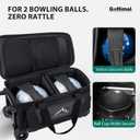 GoHimal Double Roller 2 Ball Bowling Bag with Separate Shoe Compartment for Bowling Shoes (Up To US Mens Size 15) and Oversized Accessory Pocket, Retractable Handle - Extends to 40", One Size