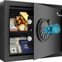 Bonsaii 0.6 Cubic Fingerprint Safe Box, Biometric Security Safe with Electronic Keypad & Removable Shelf for Valuables, Jewelry, Documents, Home Office Hotel Use, 9.84" x 13.78" x 9.84", SF002