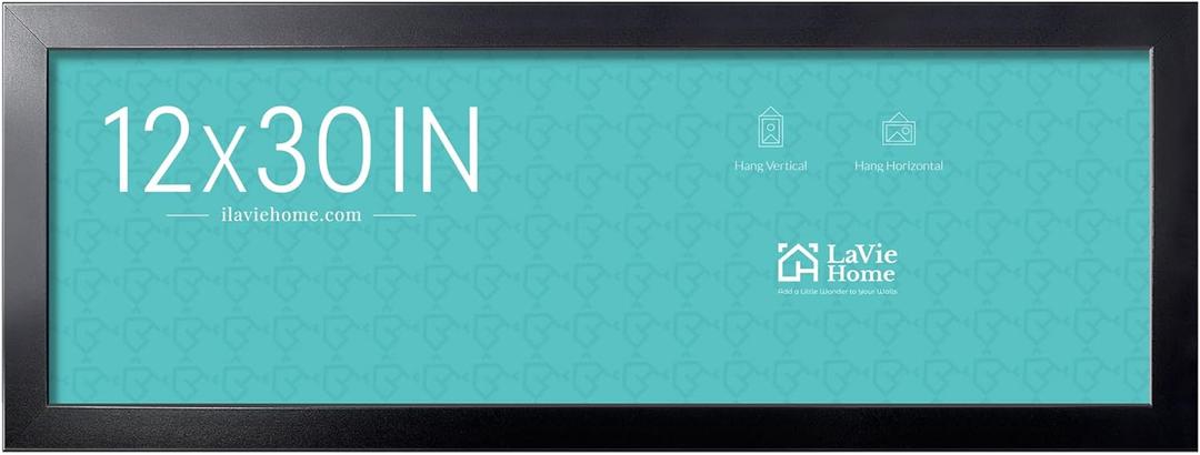 LaVie Home 12x30 Picture Frame Black, Panoramic Picture Frame for Wall Decoration, Classic Black Minimalist Style Suitable for Decorating Houses, Offices, Hotels1 Pack