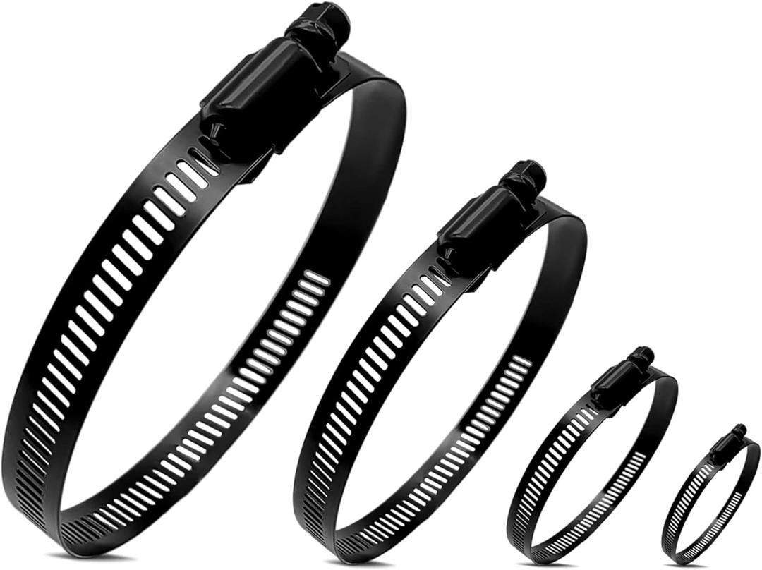 BOTTEN 16pcs 4 Sizes Hose Clamp,9/16-4 Inch(14-102mm) Hose Clamps Stainless Steel Adjustable Worm Gear Black Hose Clamp Assortment Kit,radiator hose clamps, fuel line clamps