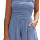 BTFBM Strapless Boho Womens Romper 2026 Summer, X-Large, Dark Blue