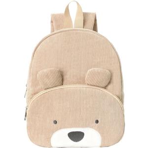 RETEN Corduroy Toddler Backpack for Boys and Girls 3-6 Preschool Kindergarten Cute Bear Backpack Kids Travel Daycare Bag (Khaki)