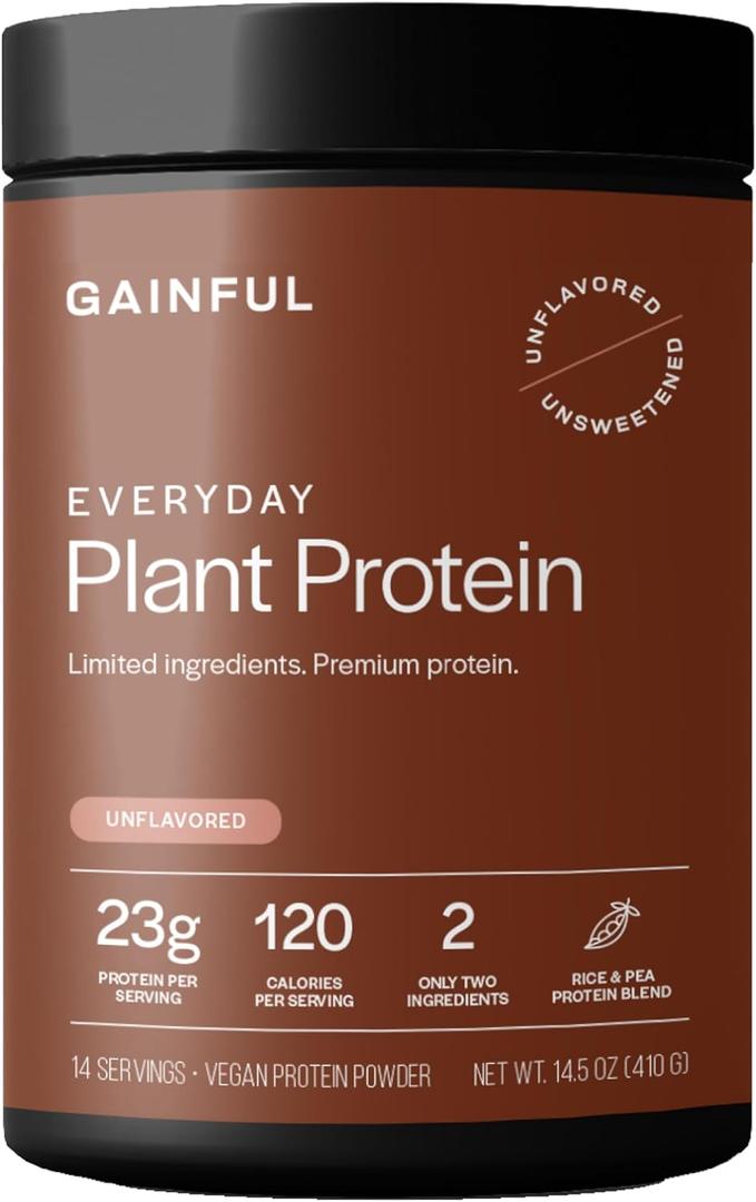 Gainful Everyday Plant Protein Powder, 23g Plant Protein per Serving, Unflavored, Supports Strength, Recovery, and Balanced Nutrition, Vegan, Gut Friendly, No Artificial Ingredients, 14 Servings (14.5 Ounce (Pack of 1))