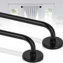 2 Pack Magnetic Curtain Rod for Metal Doors, French Door Curtain Rods Adjustable from 17 to 30 Inch, 3/8 Inch Diameter, Magnetic Cafe Curtains Rod, No Tool and Easy Installation, Black