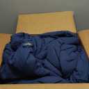 Bedsure Comforter Set Queen Size - Cotton Fabric with Microfiber Inner Fill, Navy PureWoven Soft Bed Set for All Seasons, 3 Pieces, 1 Comforter (90" x 90") and 2 Pillow Cases (20" x 26")