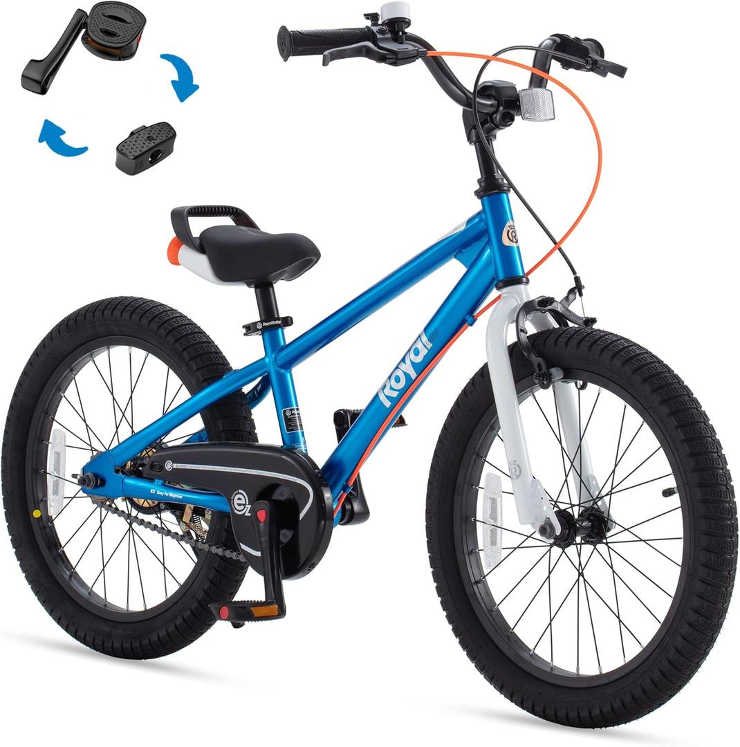 RoyalBaby Kids Bike EZ Balance to Pedal Dual Handbrake Toddlers Boys Girls Bicycle 12-20 Inch for Age 3-10 Years (Blue)