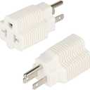 [2-Pack] Nema 15 Amp to 20 Amp Plug Adapter NEMA 5-15P to 5-15/20R (Comb 20Amp T Blade) 15 Amp Household Plug to 20 Amp T-Blade AC Power Adapter White