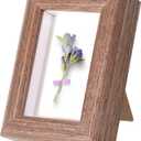 2x3 Mini Picture Frames, Small Wooden Photo Frame Tiny Wood Wallet Size Frames Brown Wooden Standing Photo Frame with Clear Glass for TableTop and Wall Mounting